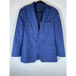 Michael Kors 42L Blue Windowpane Plaid Sport Coat Blazer Business Career Macys